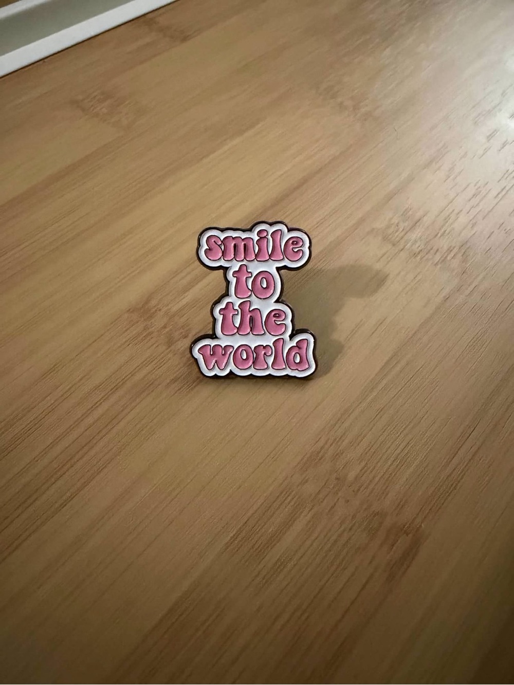 Pink "Smile to the World" Enamel Brooch